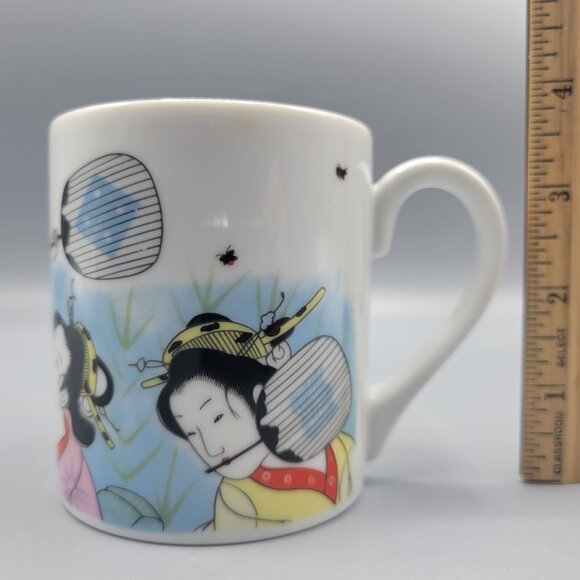 Japanese Porcelain Coffee Tea Mug With Geisha Dancer Design Made in Japan - Picture 12 of 12